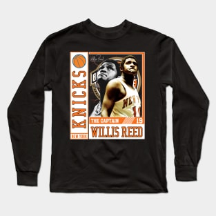 Willis Reed The Captain Basketball Legend Signature Vintage Retro 80s 90s Bootleg Rap Style Long Sleeve T-Shirt